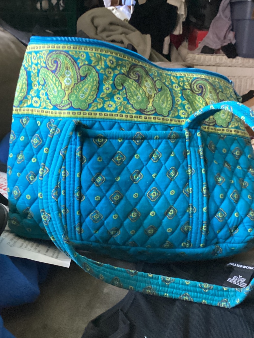 Quilted Teal and Green Paisley Tote Bag Vera Bradley